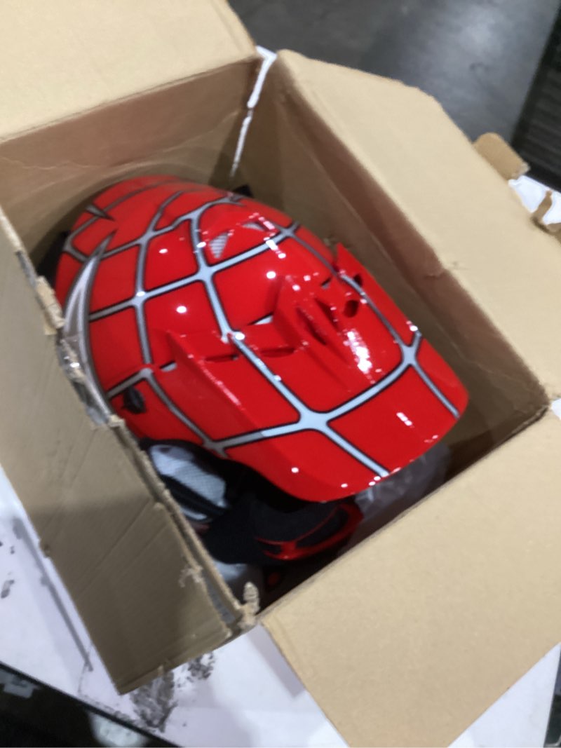 Condition photo showing As Is for TCMT DOT Youth Kids Dirt Bike Helmet Youth Motocross Helmet Full Face ATV Four Wheeler Motorcycle BMX Helmet for Boys Girls, Off-Road Protective Gear with Goggles Gloves New Youth Large Pattern:Red Spider