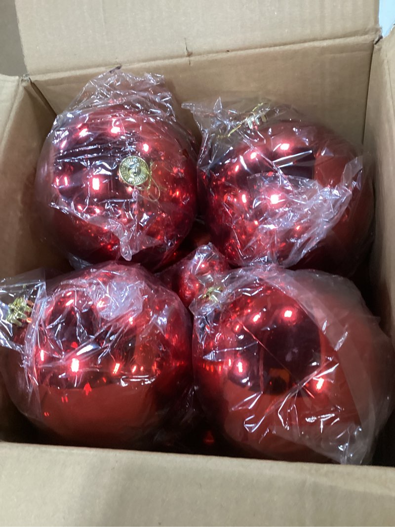 Condition photo showing Good Condition for Marsui 24 Pcs Giant Christmas Balls Ornaments Extra Large Outdoor Red Christmas Ornament 8'' 6'' 3''