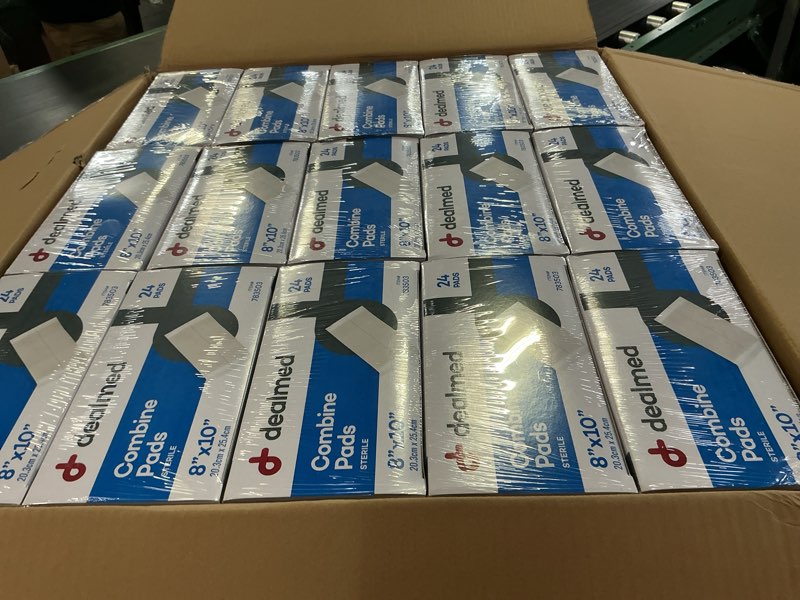 Condition photo showing Good Condition for  abd combine pads 8" x 10", sterile, 24/bx, 15/cs, 360pk