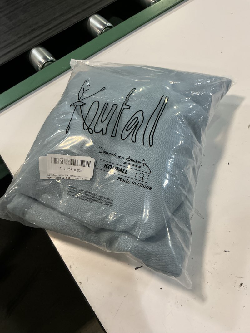Condition photo showing Good Condition for koufall dusty blue curtains 84 inch length, country curtain for living room, linen semi sheer stone blue grey farmhouse curtains for bedroom 2 panels set stone blue 52\"w x 84\"l (pack of 2)