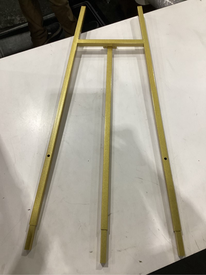 Condition photo showing As Is for suliang metal easel stand with chain support for mirror,iron floor easels for display wedding sign,58 inch adjustable arts & crafts easels(gold)