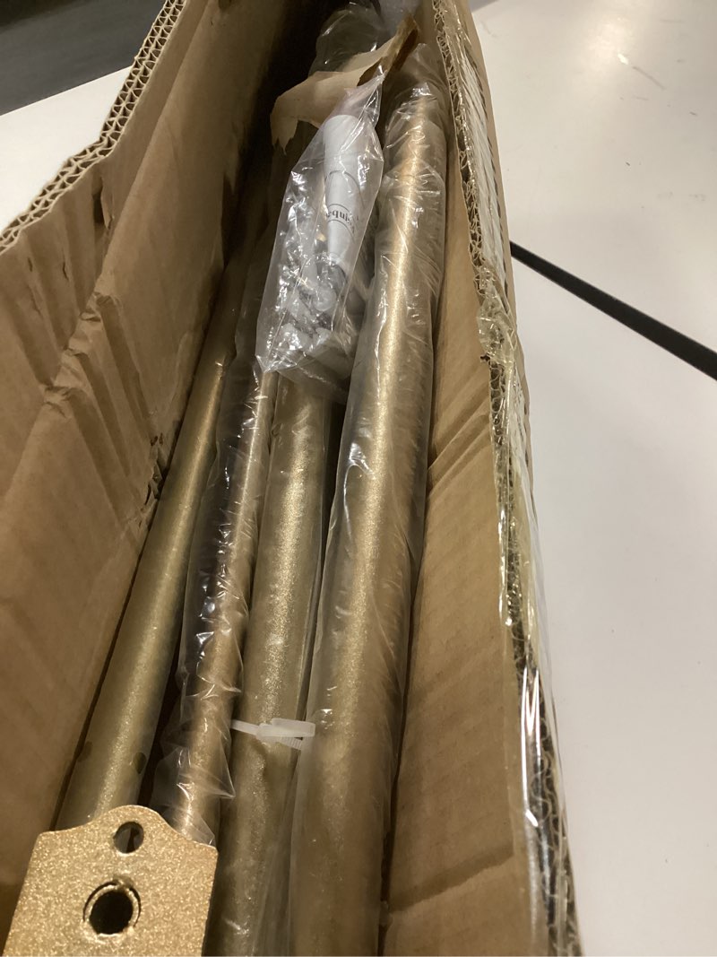 Condition photo showing New/Like New for Double Curtain Rods 28-48 Inch, Antique Gold Double Curtain Rods, Wrap Around Double Window Rods Room Darkening, 1-Inch Diameter Front and 5/8 Inch Back Double Drapery Rod Antique Gold 28-48"