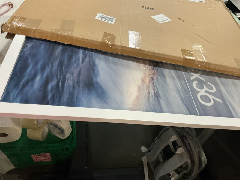 Condition photo showing As Is for 24x36 poster frame white, poster frames 24 x 36 inches or 24x36 picture frames with hd plexiglass durable and scratch-proof for horizontal or vertical wall mounting, 1 pack. white 24x36