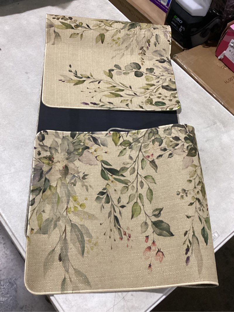 Condition photo showing Good Condition for sage green eucalyptus spring kitchen rugs sets of 2 non slip washable, botanical leaves summer spring kitchen mats for floor 2 piece home decor sage leaf