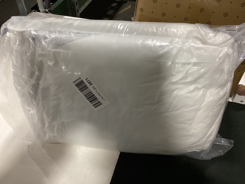 Condition photo showing New/Like New for standard size pillows set of 2 - soft, fluffy, cozy down alternative bed pillows for back & stomach sleepers - low density, low loft support - machine washable - oeko-tex certified - 20" x 26" - white