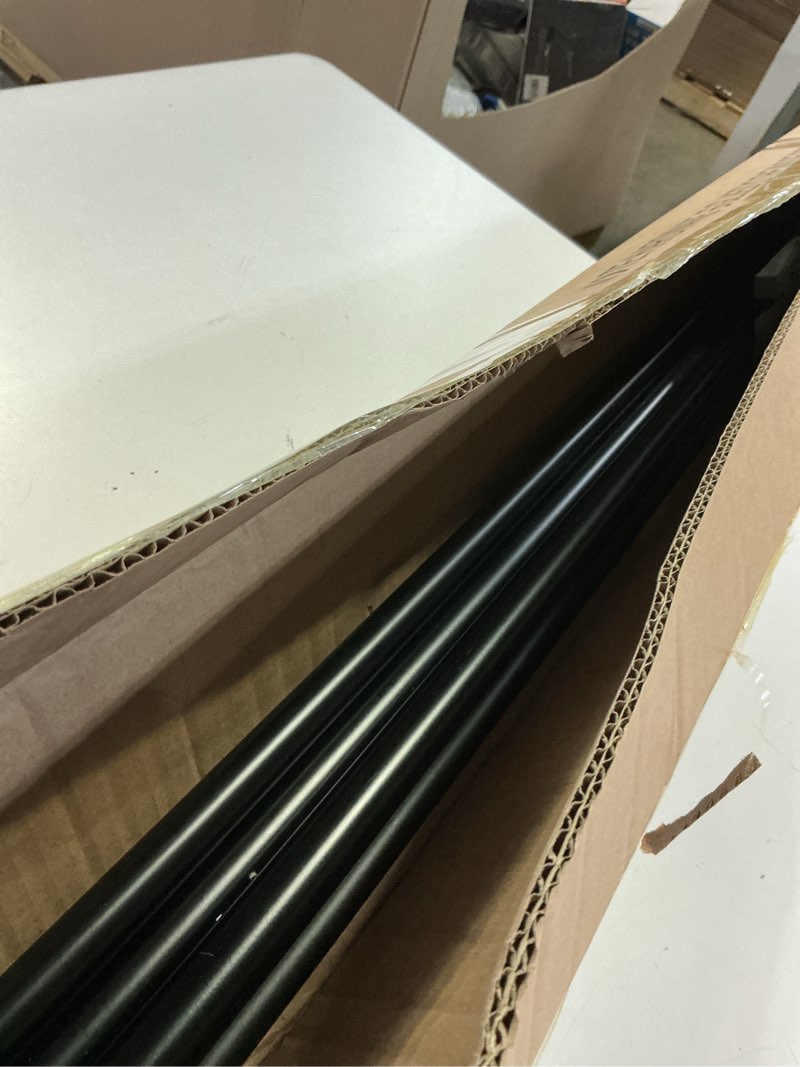 Condition photo showing Good Condition for double curtain rod 140 to 164 inch,1 inch heavy duty curtain rods for windows with solid aluminum cylindrical finials and bracket,1’’ front and 5/8’’ back telescoping double drapery rod,black black 140-164"
