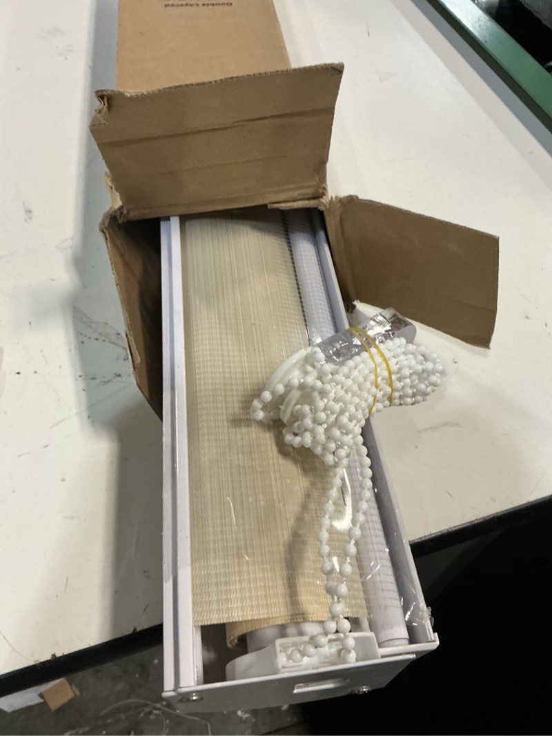 Condition photo showing As Is for Zebra Blinds Window Blind Zebra Shade Blinds for Windows Roller Sheer Shades Privacy Light Filtering Shades for Home Kitchen Bathroom (Width 47'' X Height 72'' Cream) 47"W x 72"H Cream