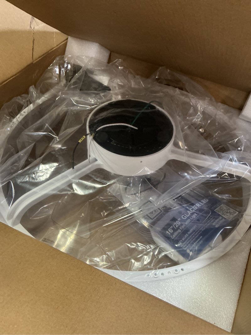 Condition photo showing New/Like New for dllt modern ceiling fans with lights: 20" flush mount low profile ceiling fan with app remote control - white led bladeless fandelier dimmable quiet dc motor for bedroom living room white 20 inch