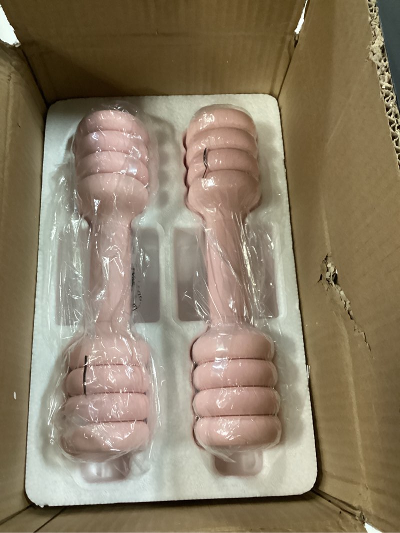Condition photo showing Good Condition for YOTTOY Adjustable Dumbbell Set of 2, 4-in-1 Hand Weights for Women at Home, Compact Free Weights Dumbbells Set with Soft Grip and Base, 2-5 lbs Each for Home Gym Pink
