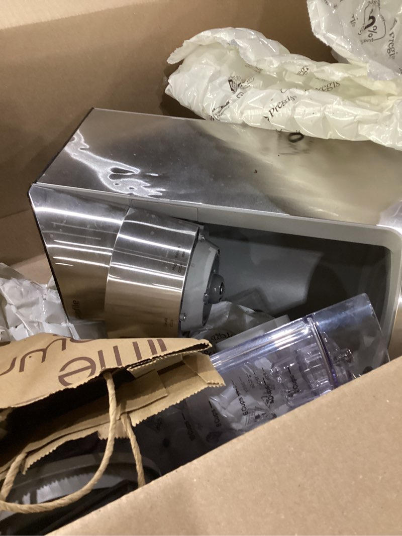 Condition photo showing As Is for GE Profile Smart Grind & Brew Coffee Maker w/Podless Single Serve, 90oz Water Reservoir, 10 Cup Thermal Carafe, Voice Control, Adjustable Burr Grinder, SCA Certified, Barista-Quality, Stainless Steel