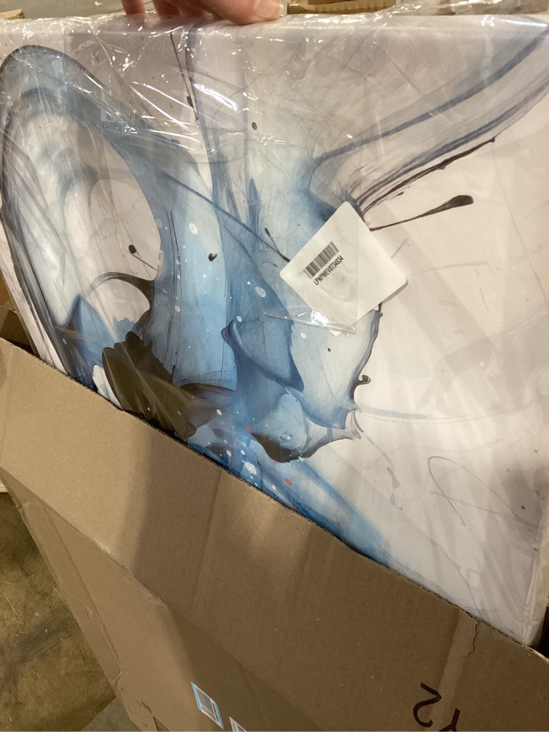 Condition photo showing New/Like New for Blue Abstract Canvas Wall Art Bedroom - Modern Wall Art for Living Room Ready to Hang Size 24" x 48" 48"L x 24"W Colorful