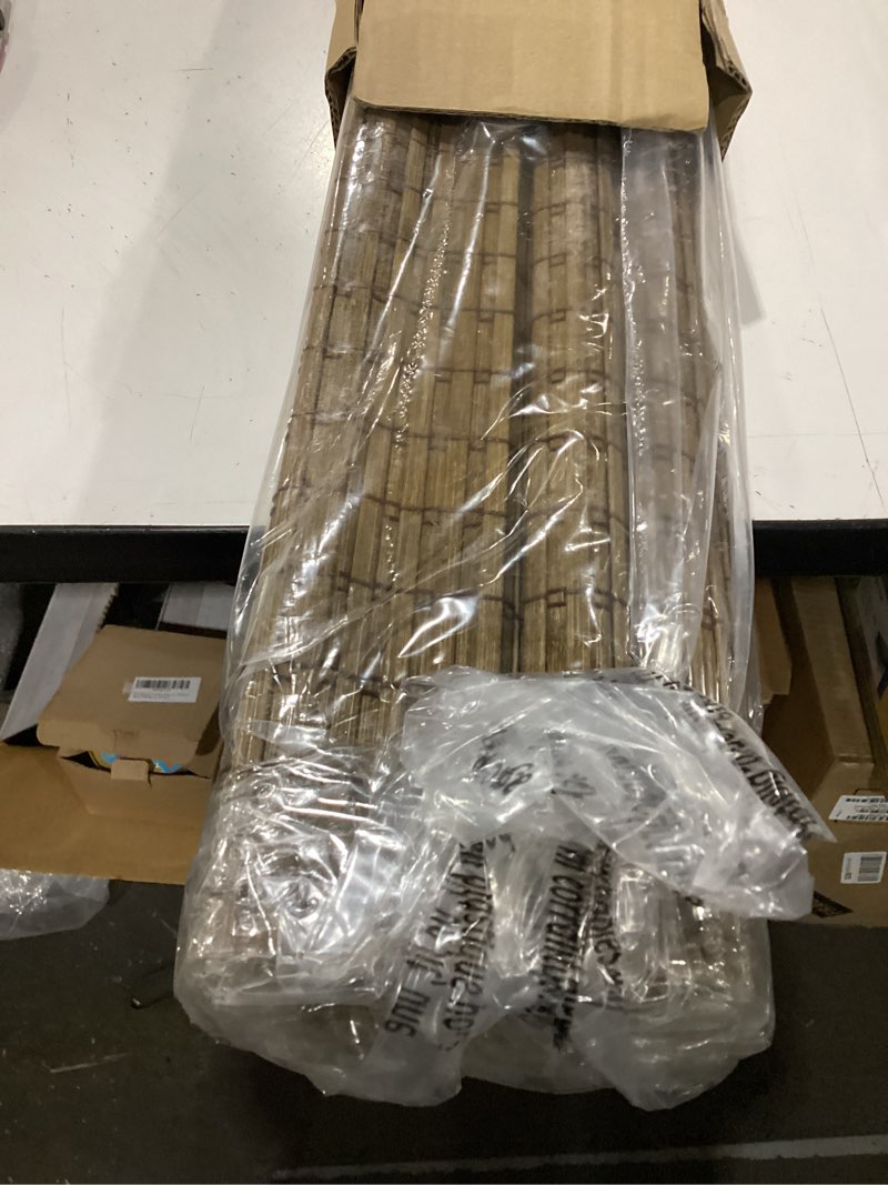 Condition photo showing New/Like New for lazblinds cordless bamboo roman shades, privacy blinds for interior windows, room darkening roll up bamboo blinds for home & patio, 34.5" w x 48" h, highfield teak pricacy - highfield teak 34.5" w x 48" h