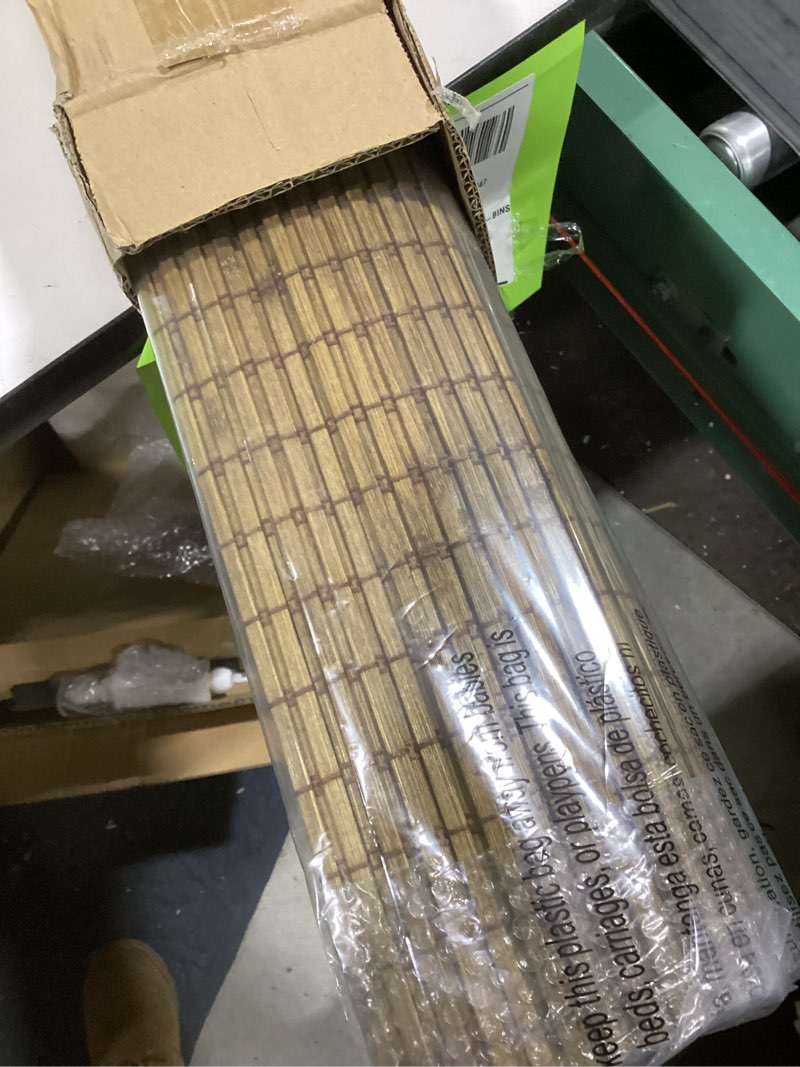 Condition photo showing Good Condition for LazBlinds No Tools No Drill Cordless Bamboo Roman Shades, Light Filtering Window Treatment, Roll Up Bamboo Blinds for Windows 35.5'' W x 48'' H, Eastfield Teak Light Filtering-eastfield Teak 35.5" W x 48" H