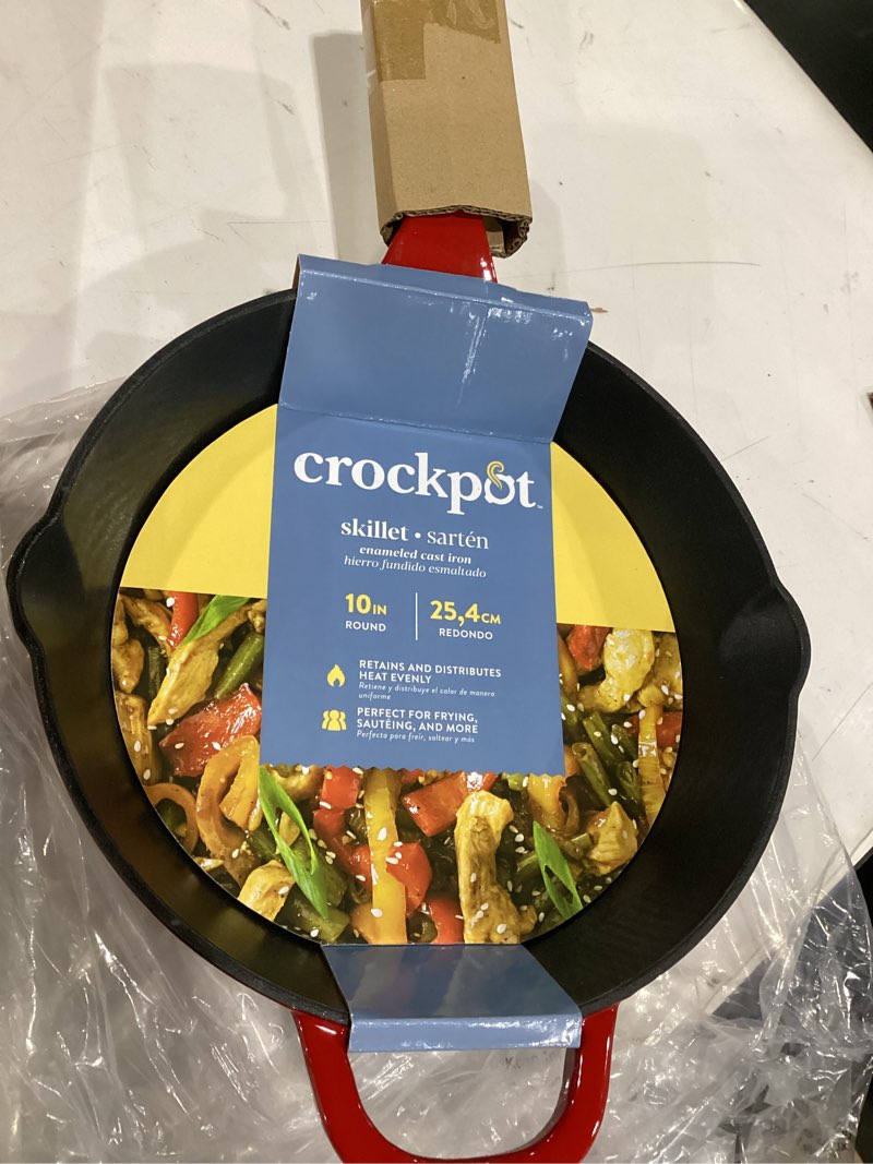 Crock Pot 10 Inch European Enameled Cast Iron Skillet - Gradient Red