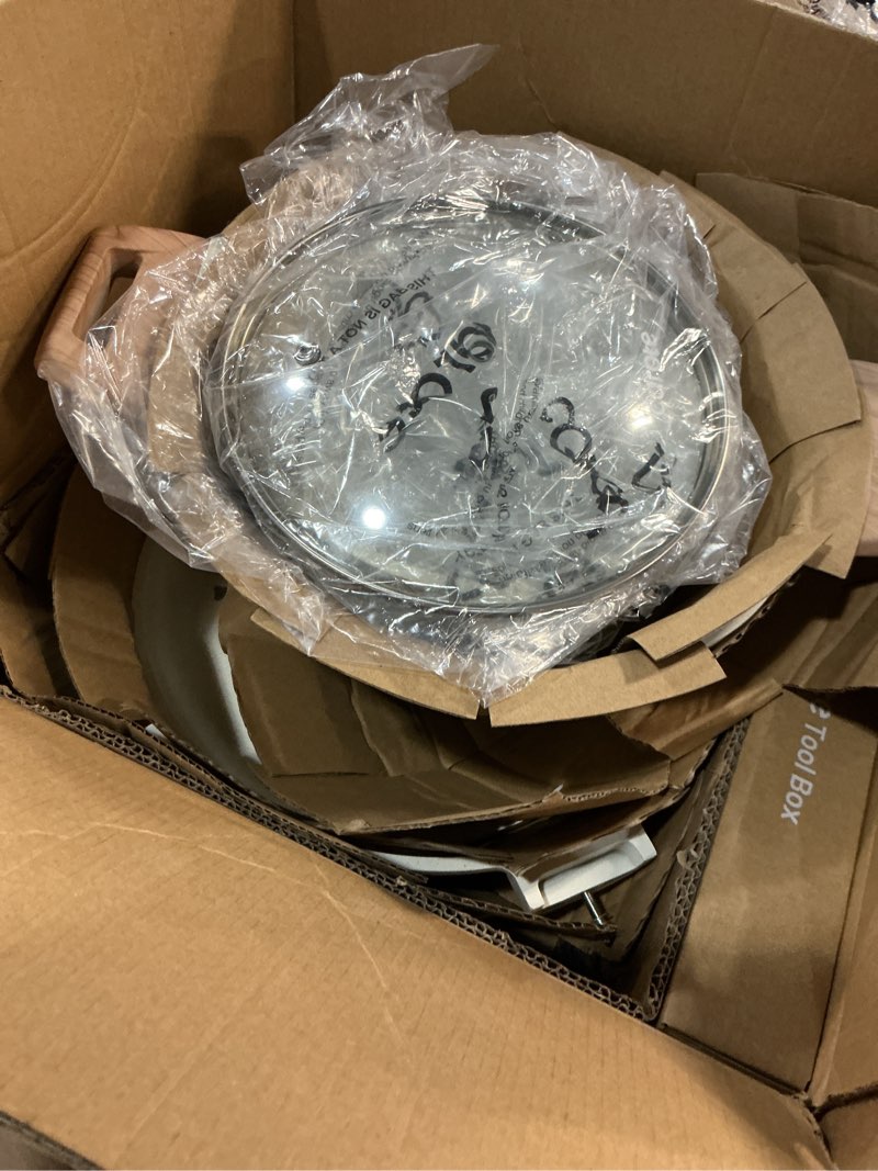 Condition photo showing As Is for (Incomplete,missing 1 piece)CAROTE Pots and Pans Set Nonstick, White Granite Induction Kitchen Cookware Set, 10 Pcs Non Stick Cooking Set w/Frying Pans & Saucepans(PFOS, PFOA Free) Cream White 10 Piece