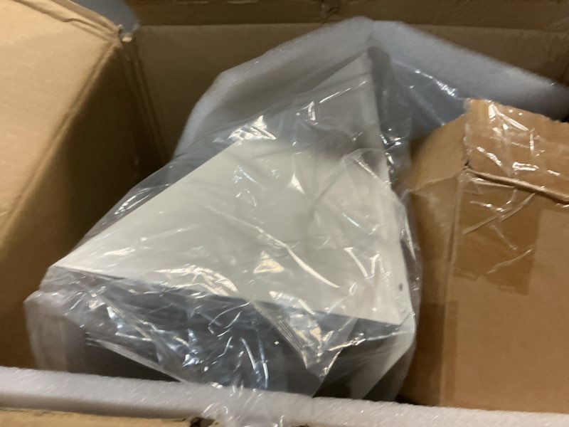 Condition photo showing Good Condition for 10 inch hooded wall vent with screen and damper,galvanized steel exterior wall exhaust vent cover cap for kitchen range hood duct ventilation outside air exhaust applications,white 10 inch white