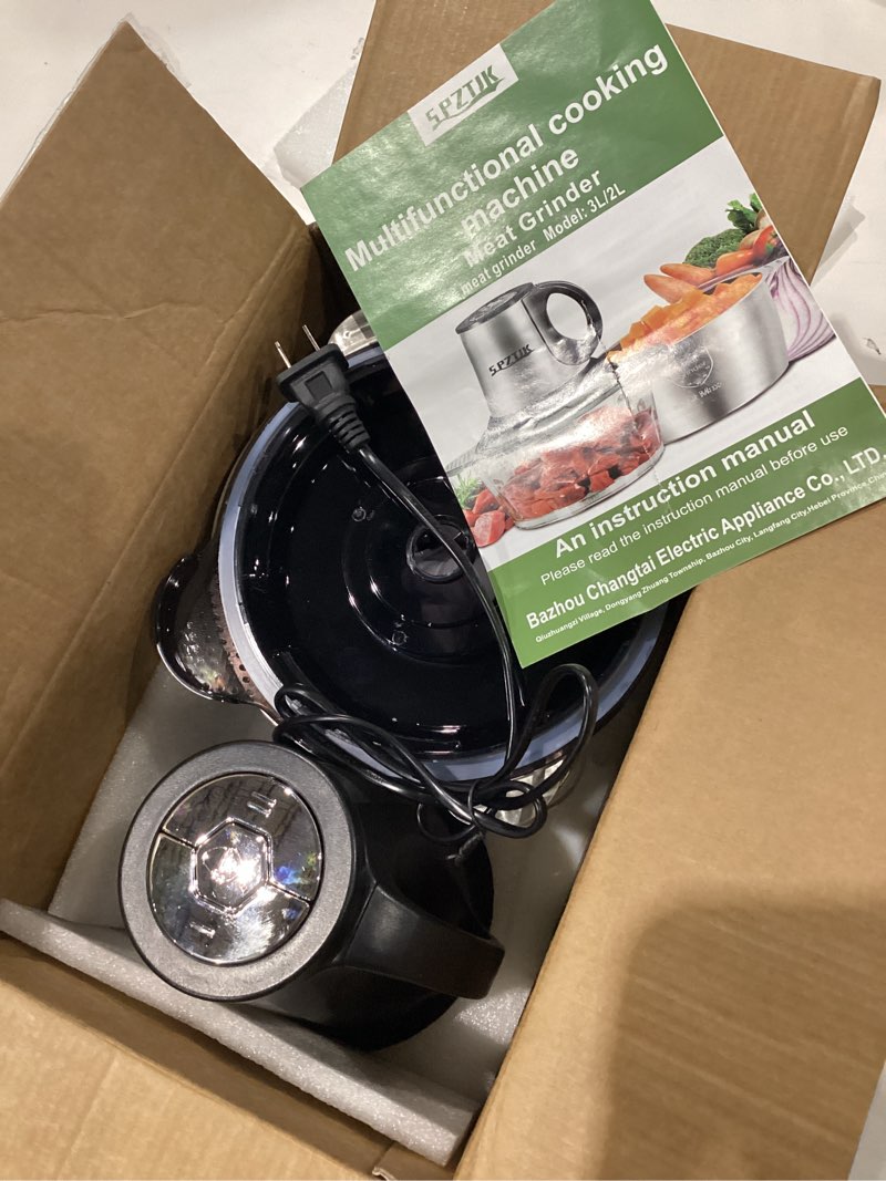 Condition photo showing Good Condition for spztjk 3-speed electric food processor: meat grinder, vegetable chopper & baby food maker - 300w, 2 bowls (8 cup stainless steel+8 cup glass), quiet operation