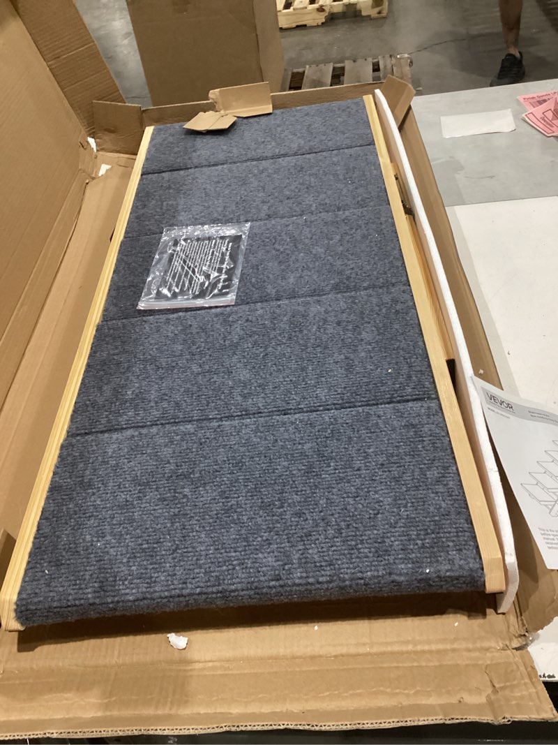 Condition photo showing Good Condition for vevor wood pet stairs, 5-step dog stairs for beds, sofa & cars, 150lbs load capacity, floded flat design, stable & sturdy cat & dog step ladder for small medium large older pet puppy essentials