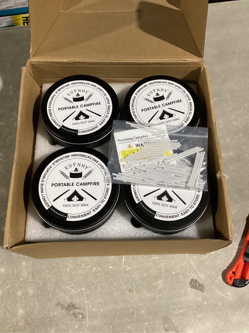 Condition photo showing New/Like New for 8 Pack Portable Campfire | Portable Fire Pit | Smores Maker | Lightweight and Portable | 3-5 Hours of Burn Time | Convenient-No Embers-No Hassle | Great Gifts for Picnics, Camping and More