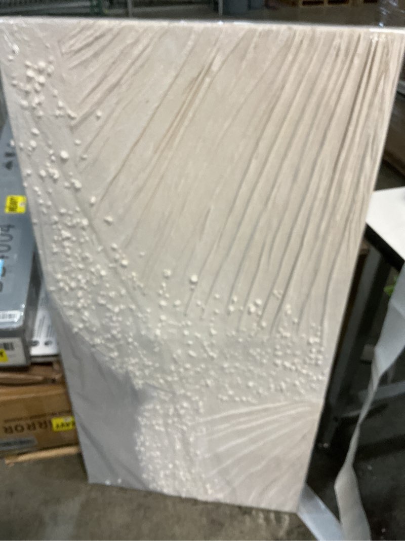 Condition photo showing Good Condition for SHEYOYE Textured Wall Art Canvas 24x48 Inch, White Gray Hand Painted Modern Minimalist Neutral Wall Decor, Canvas Wall Art for Living Room Bedroom, Gallery Wrapped Ready to Hang 48"L x 24"W Gray