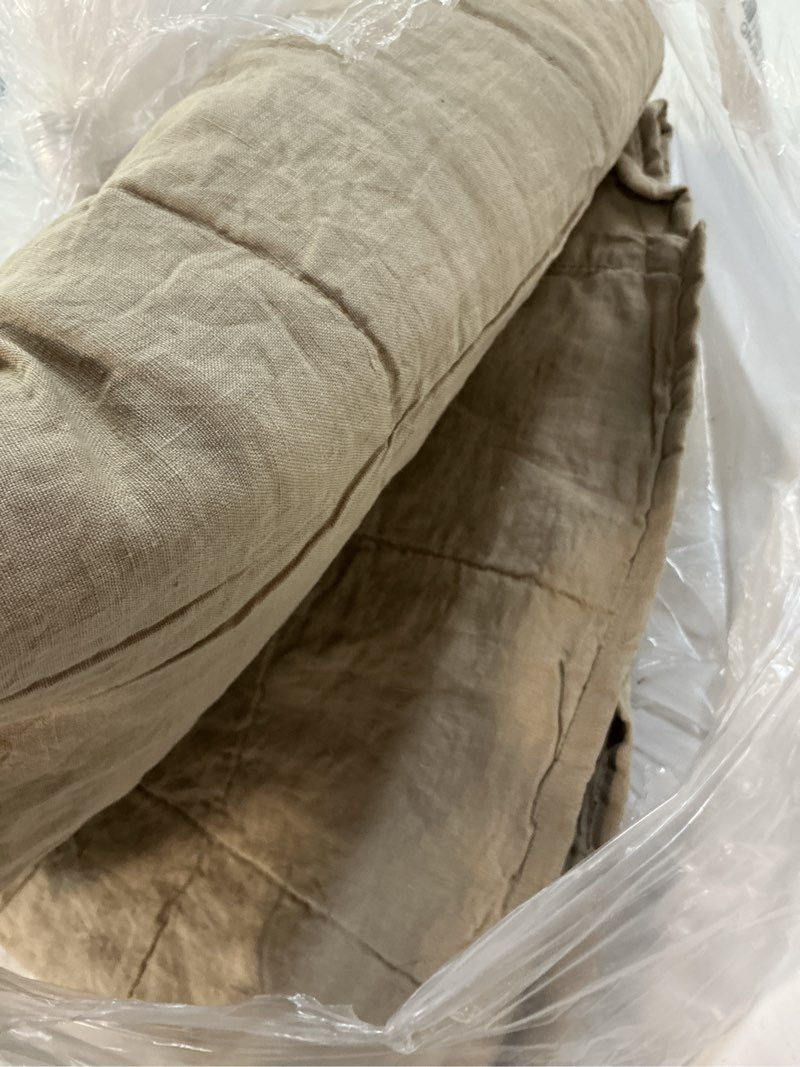 Condition photo showing Good Condition for lightweight european linen box quilt, full/queen, toffee