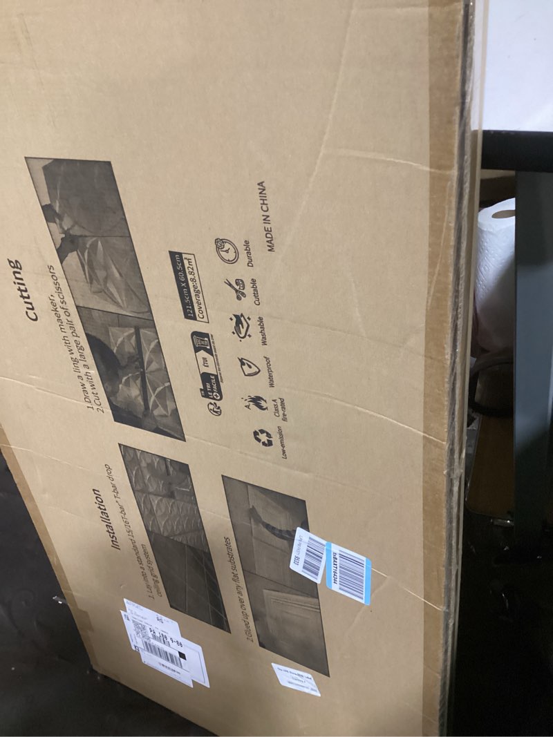 Condition photo showing New/Like New for art3d 12-pack drop ceiling tiles 2x4 ft, pvc decorative ceiling covering panels for basement kitchen bathroom, 24x48 inch, cover 96 sq. ft, smooth black smooth black 24x48 inch