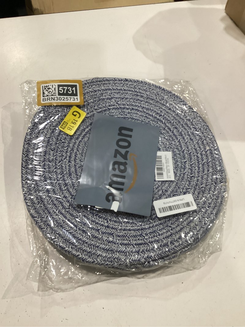 Condition photo showing Good Condition for wazaigur round placemats washable thick cotton absorbent 13 inch round table mats for kitchen dining table set of 4 round woven fabric indoor/outdoor place mats (blue and white, 4) set of 4 blue and white