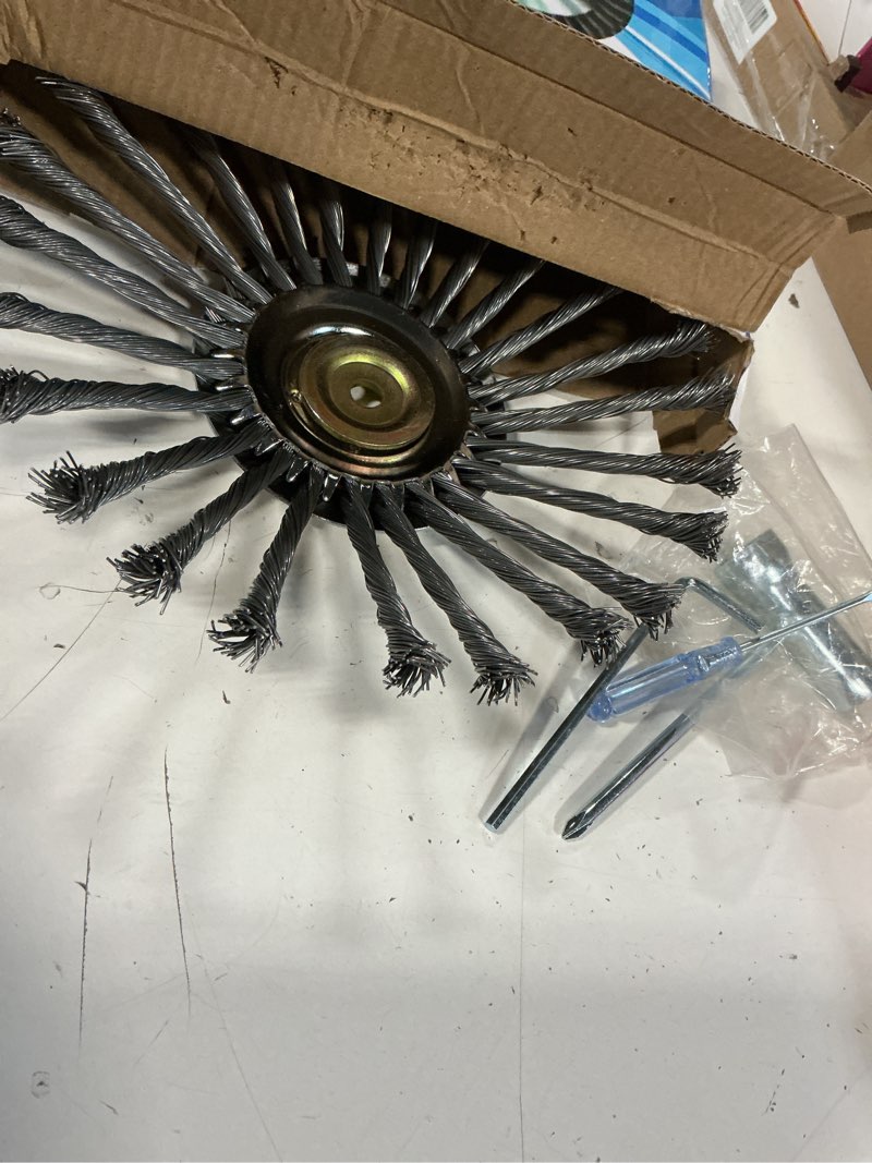 Condition photo showing Good Condition for 2026 upgraded indestructible steel wire grass trimmer head, 10 inch heavy duty weed eater head with universal adapter kits for grass weed moss rust removal, fits most straight shaft trimmers