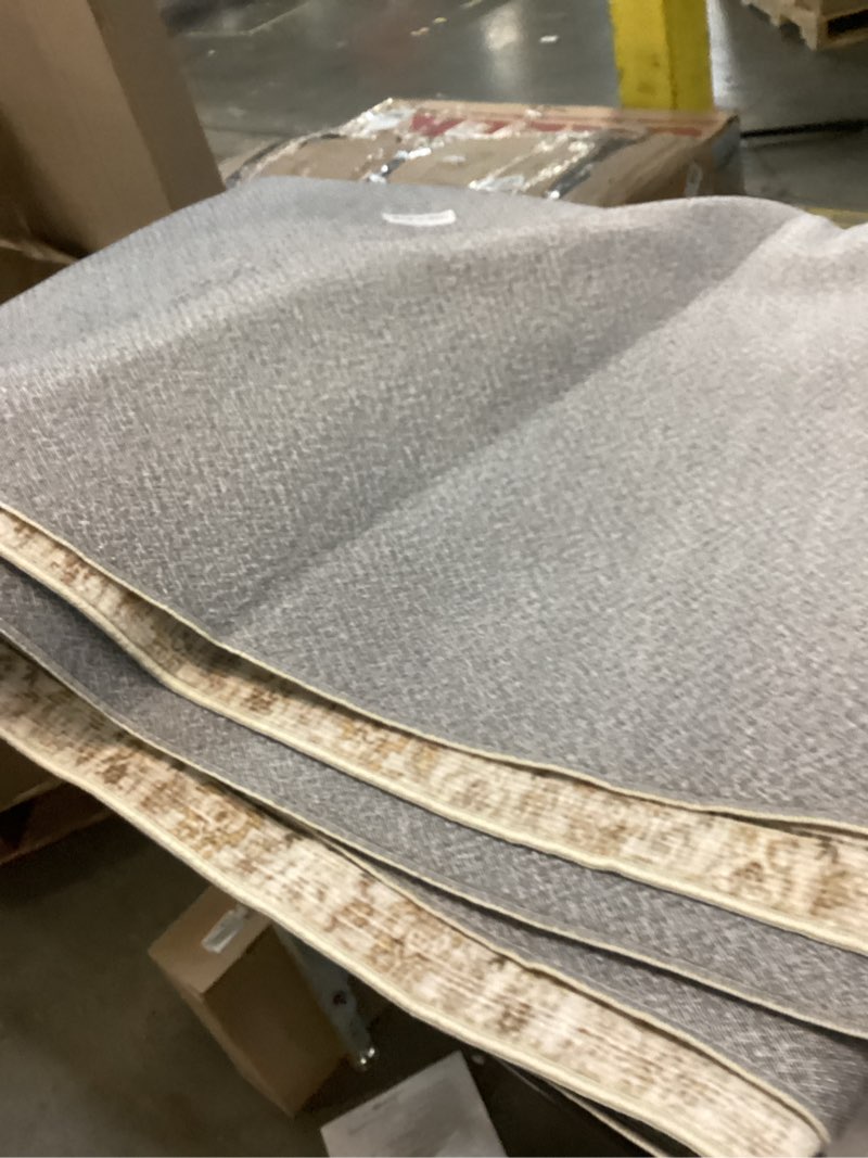 Condition photo showing As Is for 8x10 Washable Area Rug Beige Vintage Distressed Large Rug for Living Room Oriental Soft Thin Indoor Retro Carpet Non Slip Low Pile Floor Cover for Bedroom Dining Room Office Nursery 8' x 10' (Rectangular) Neutral Beige