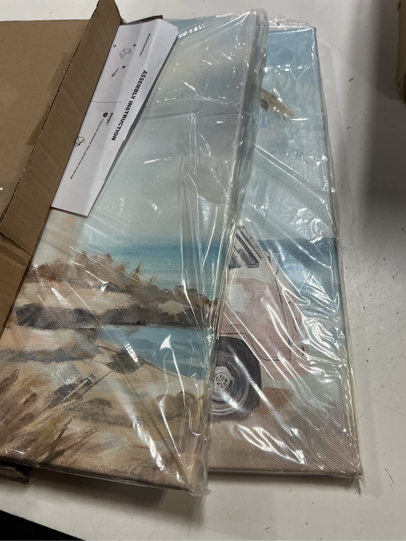 Condition photo showing New/Like New for artistic path ocean beach canvas wall art - vintage van prints palm tree pictures coastal lighthouse paintings surfboard artwork for bathroom 11"l x 16"w lighthouse