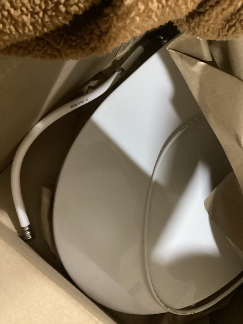 Condition photo showing As Is for SmartBidet® SB-2400 Advanced Electric Smart Bidet™ Slim Profile Seat in Elongated White with Remote Control, LED Night Light, Stainless Steel Nozzle, Heated Seat, Warm Dryer Elongated w/ LED Night Light