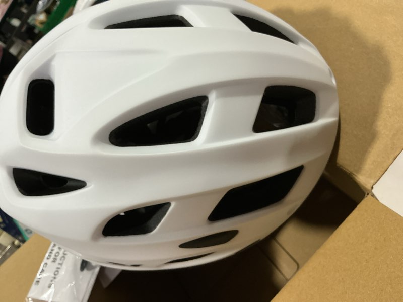 Condition photo showing Good Condition for bike helmet for adults, lightweight mountain bicycle helmet with usb rechargeable led rear light, removable sun visor for women, men, suitable for cycling and commuting large (23-24in) white