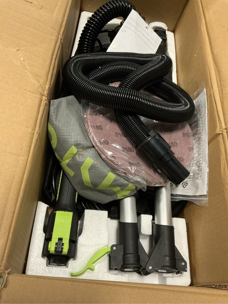 Condition photo showing Good Condition for mytol drywall sander, 7.2a electric drywall sander with vacuum dust collection, led light, 6 variable speed digital display 900-1800rpm, foldable & extendable handle green