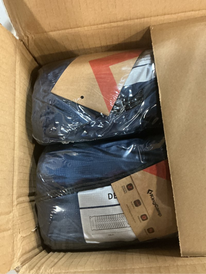 Condition photo showing New/Like New for kingcamp sleeping pad for camping, ultralight connectable inflatable sleeping pad camping mattress with 6.3" built-in pillow & foot pump for backpacking hiking tent cot single-2pcs blue