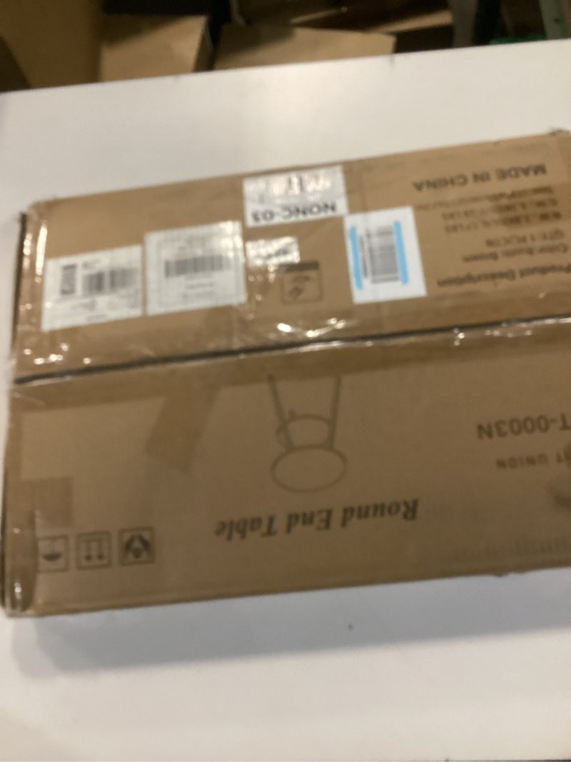 Condition photo showing New/Like New for INHABIT UNION End Table, 2 Tier Round Side Table with Metal Frame, Industrial Nightstand Bedside Coffee Accent Table for Living Room Bedroom Small Space, Rustic Brown?15.4" D x 21.6" H