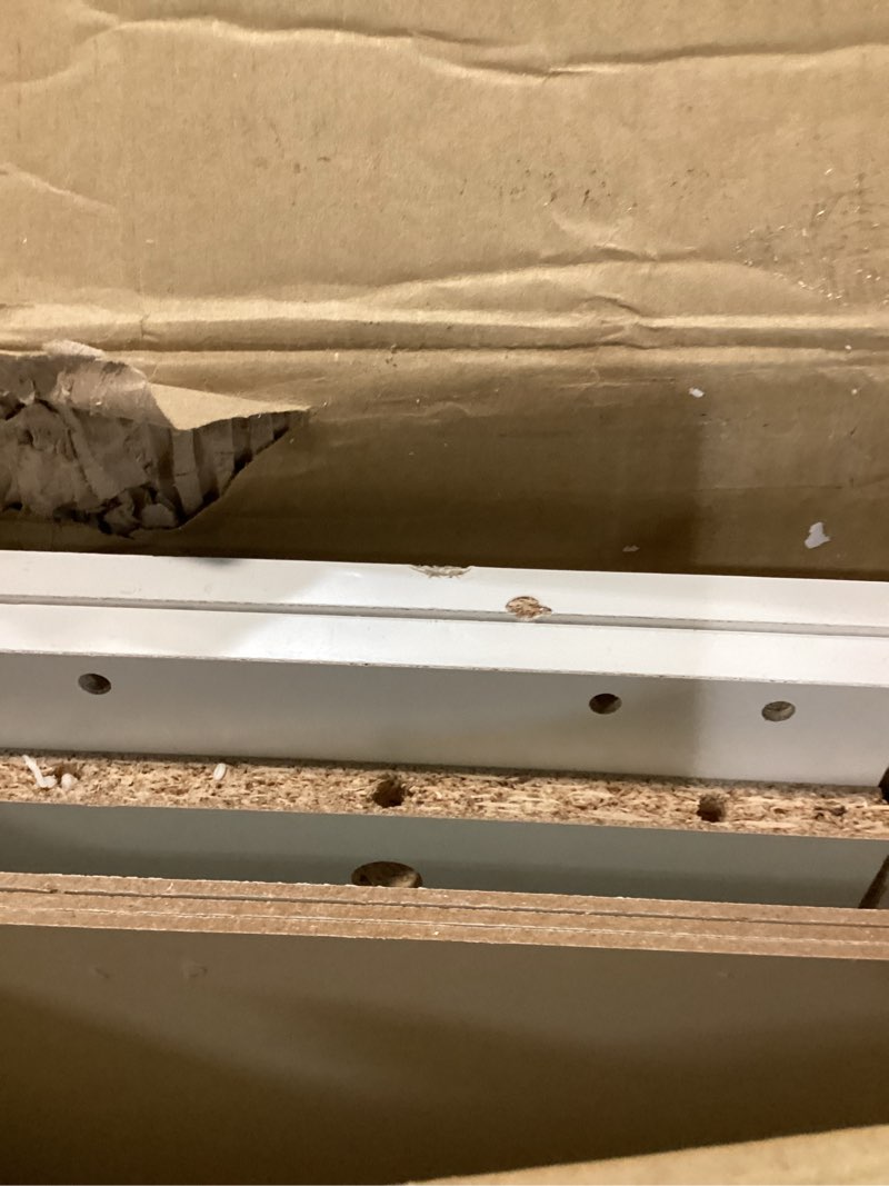 Condition photo showing As Is for Basic Open Shelf Bookcase - 4-Tier Wooden Cube Storage Shelves Split Bookshelf, White 4-Tier White