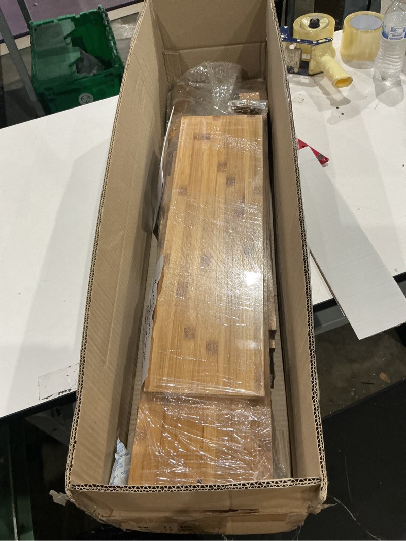 Condition photo showing Good Condition for zenna home bamboo over-the-toilet bathroom spacesaver with 3 shelves, a-frame shelving for bath, laundry and other household storage, natural finish