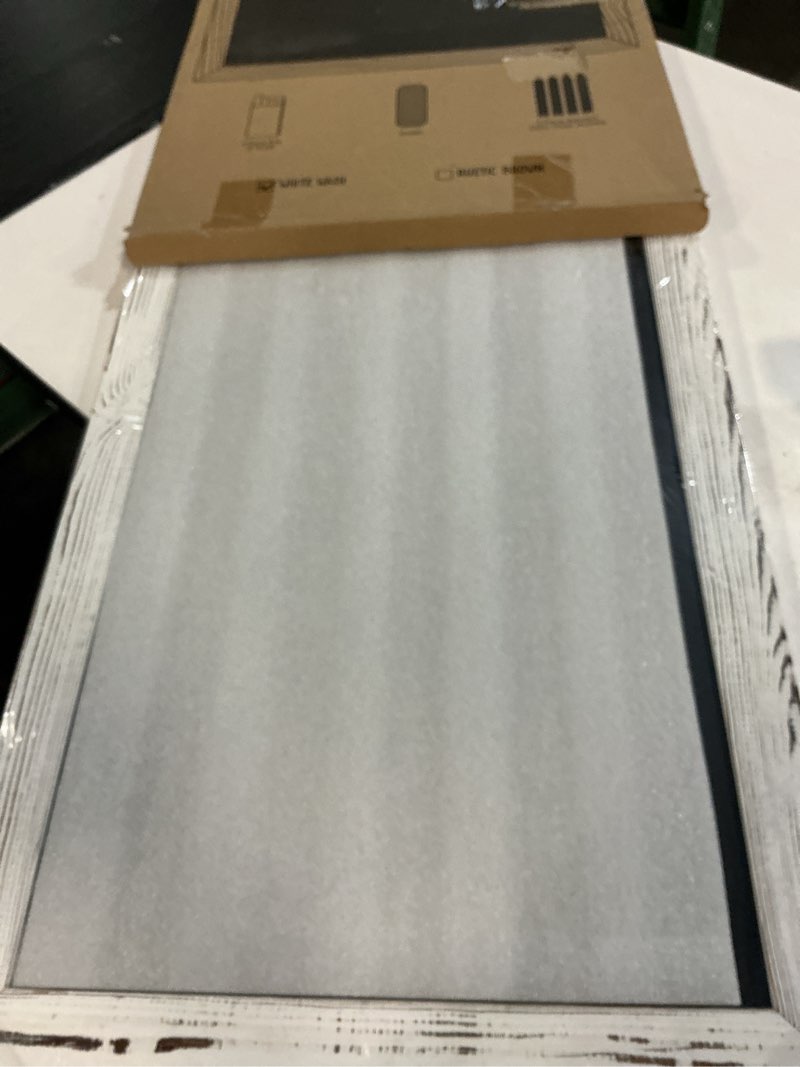 Condition photo showing New/Like New for magnetic wall chalkboard, x large size 20" x 30", rustic wood frame, chalkboard sign, vertical/horizontal wall mount, includes 4 chalk markers + chalk and eraser, by better office products (whitewash)