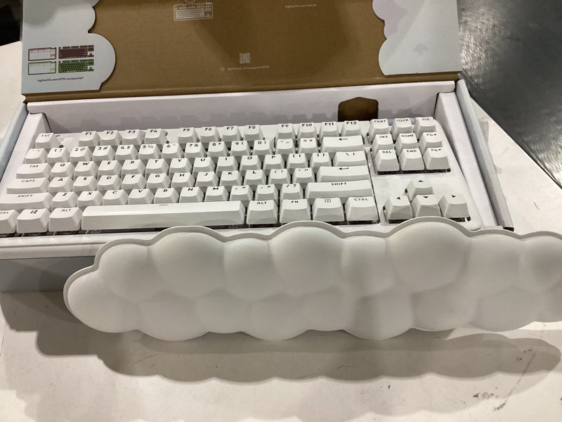 Condition photo showing Good Condition for **not tested** logitech g715 wired mechanical gaming keyboard with lightsync rgb, lightspeed, linear switches (gx), and keyboard palm rest, pc/mac compatible - white mist wired linear keyboard