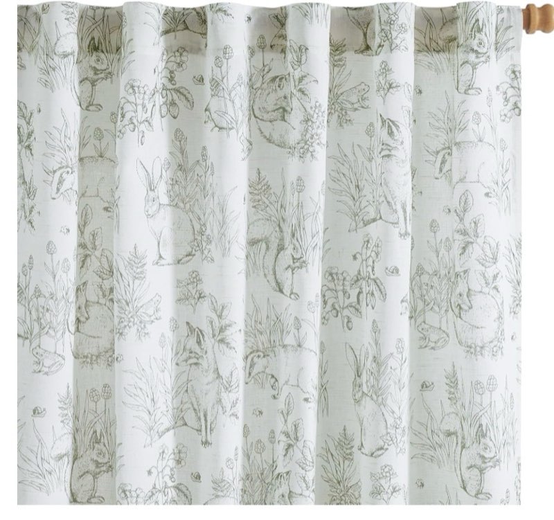 Vangao Easter Sage Green Nursery Curtains for Kids Room Linen Curtains 84 Inch Long Farmhouse Drapes