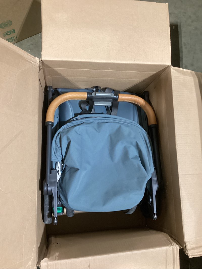 Condition photo showing New/Like New for UPPAbaby Minu V3 Travel Stroller | Lightweight + Compact Design | One-Hand Fold + Unfold | from Birth + Overhead Compatible | Dillan (Stone Blue/Carbon Frame/Sand Leather) Visit the UPPAbaby Store