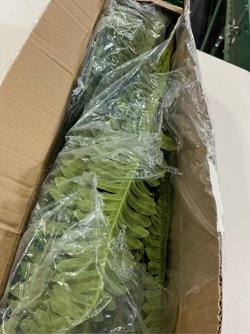 Condition photo showing Good Condition for forest prince 42" artificial boston fern large bush plants, 2 bundles of fake ferns with 65 fronds for outdoors home decor