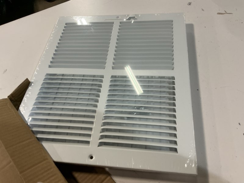 Condition photo showing New/Like New for 14x12 vent register [duct opening], vent covers for home ceiling, two-way ventilation register, adjustable solid steel wall register vent cover (14"w x 12"h [duct opening])