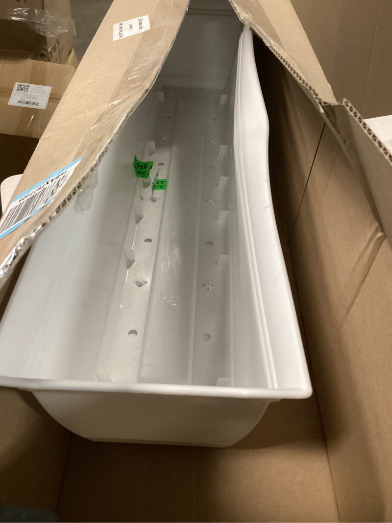 Condition photo showing As Is for the hc companies ecw30000a10 indoor outdoor 30 inch eclipse series window flower garden ornamental planter box with removable attached saucer, white white 30"