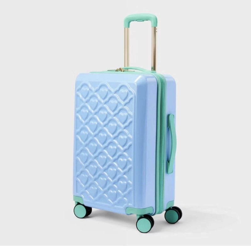 Roller Rabbit x Target Embossed Heart Hardside Spinner Carry On Suitcase Light Blue