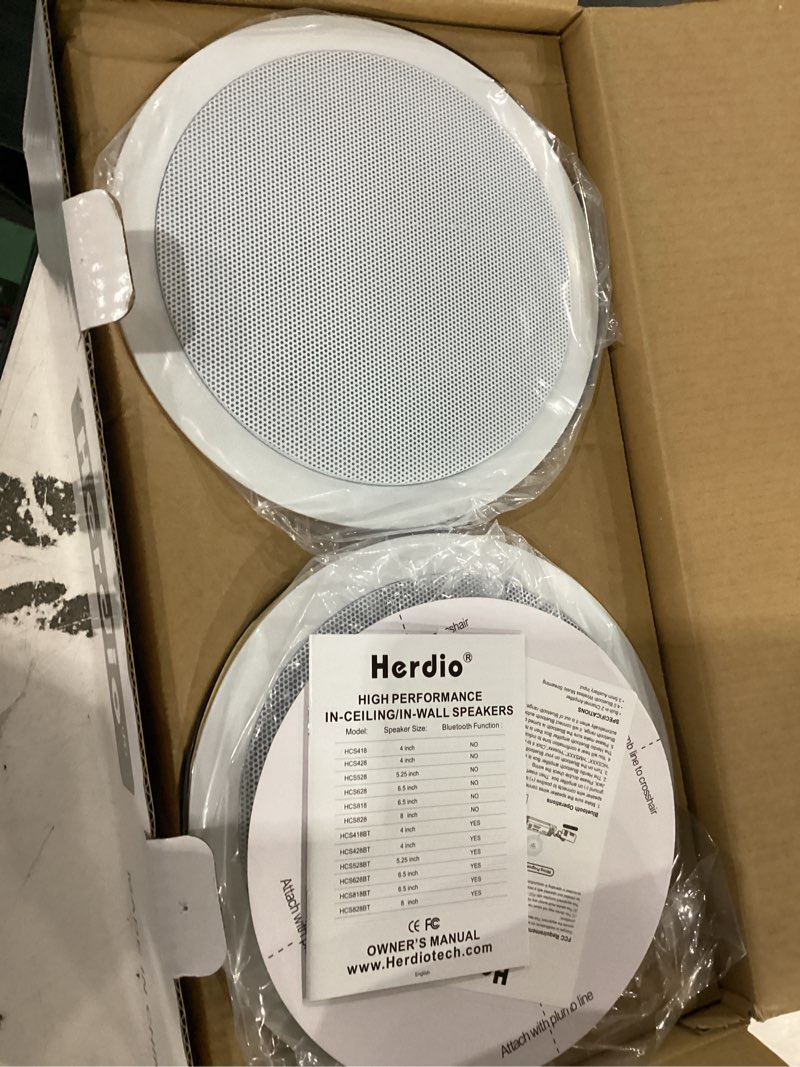 Condition photo showing New/Like New for herdio 6.5 inch bluetooth ceiling speakers 320w 2-way flush mount in wall speakers for home bathroom kitchen office with full range superior sound,hcs-818bt