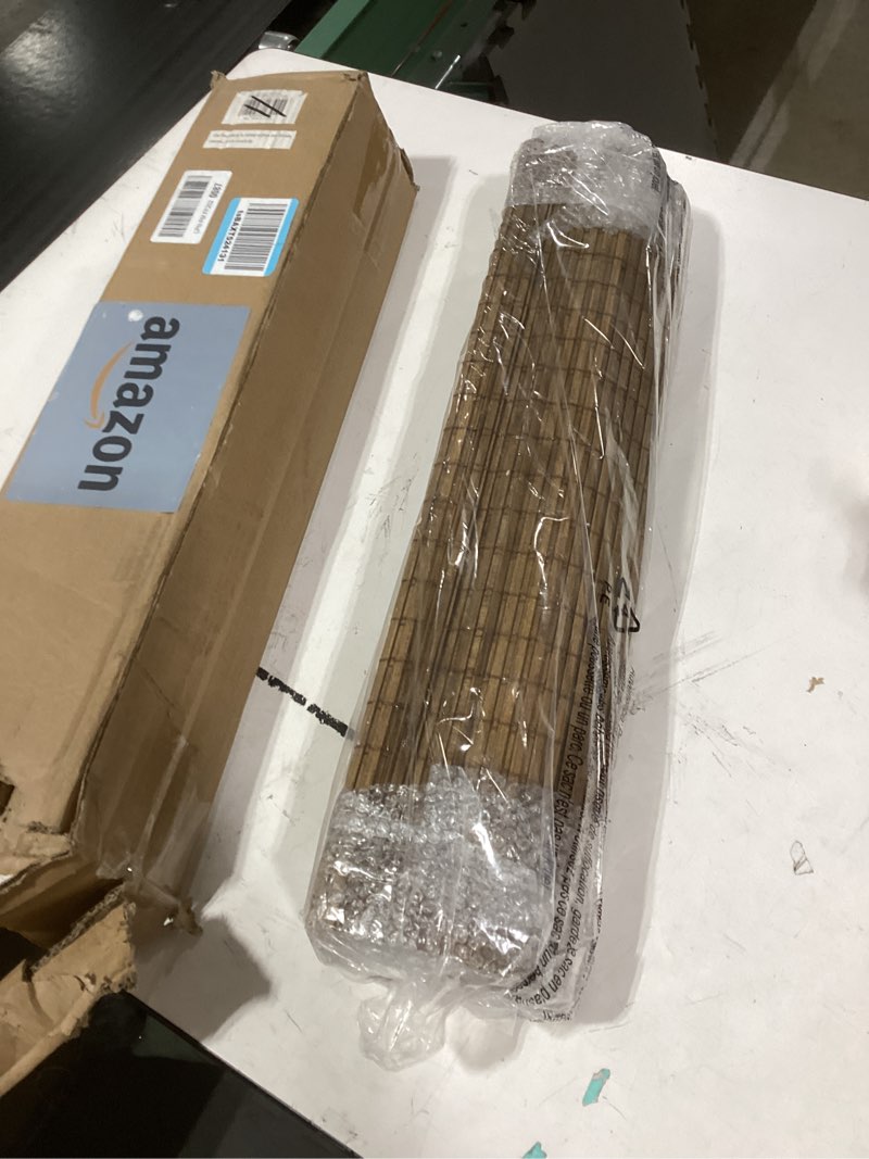 Condition photo showing New/Like New for LazBlinds No Tools No Drill Cordless Bamboo Roman Shades, Light Filtering Window Treatment, Roll Up Bamboo Blinds for Windows 23'' W x 64'' H, Eastfield Teak Light Filtering-eastfield Teak 23" W x 64" H