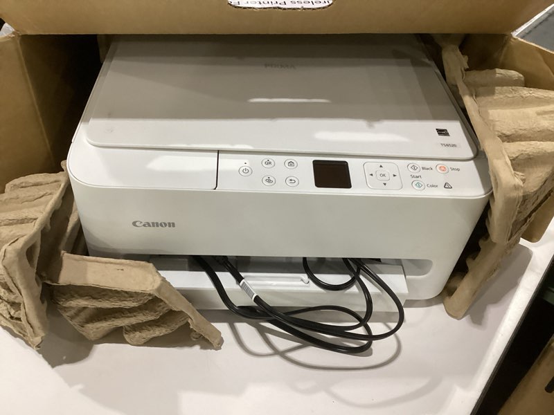 Condition photo showing As Is for canon pixma ts6520 wireless color inkjet printer duplex printing, white – home printer with copier/scanner, 1.42” oled display, intuitive control panel, compact design, not tested