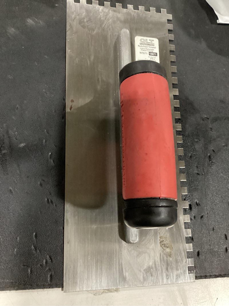 Condition photo showing As Is for marshalltown notched trowel notched 4-1/2