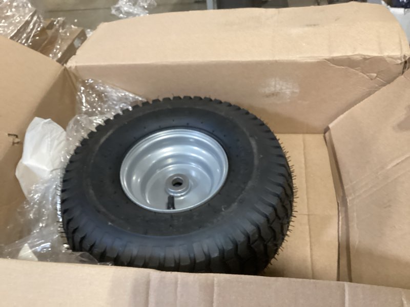 Condition photo showing As Is for 15x6.00-6 lawn mower tires, 4 ply tubeless lawn mower tires 15x6x6, front lawn tractor tires, 3” offset hub long with 3/4” bushings garden tire for riding lawn mower by cubesprings -1pack
